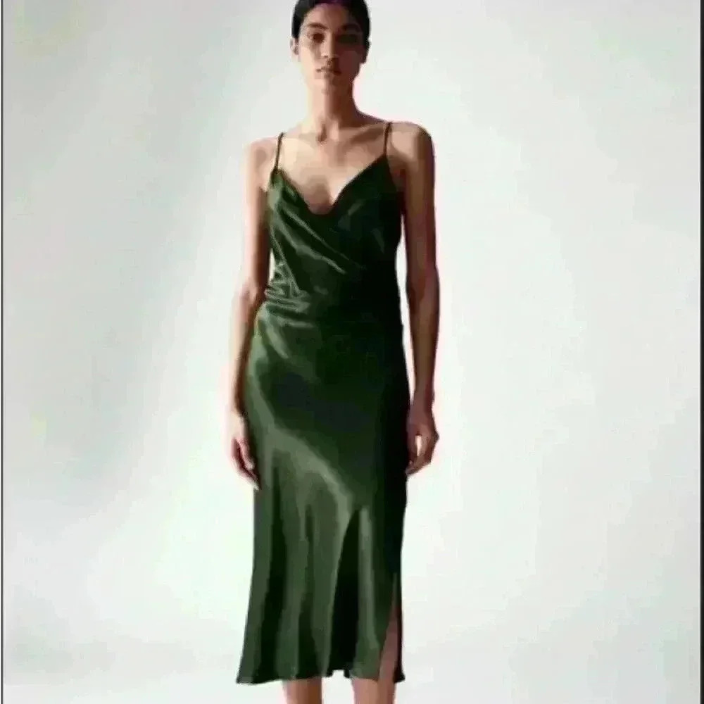 NWT Zara Draped Lingerie-Style Dress